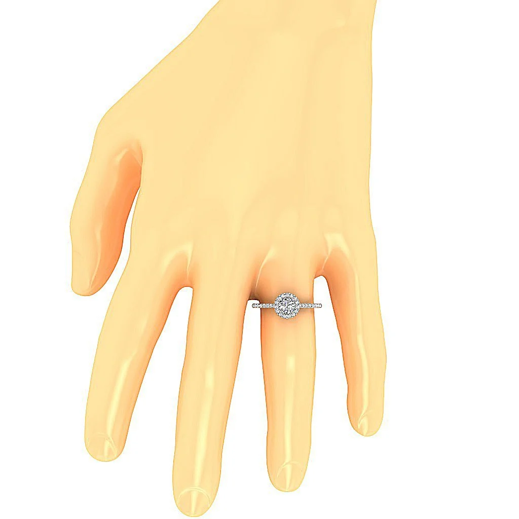 The Ada 14k Solid Gold Halo Solitaire Round Cut Diamond Engagement Ring 10.65 mm - Image 7