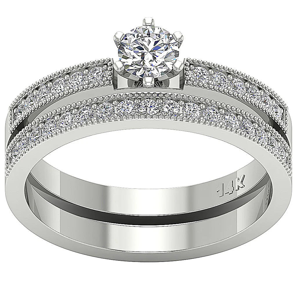 The Adam Beautiful Genuine Diamond Bridal Engagement Ring Set 14k White Yellow Rose Gold