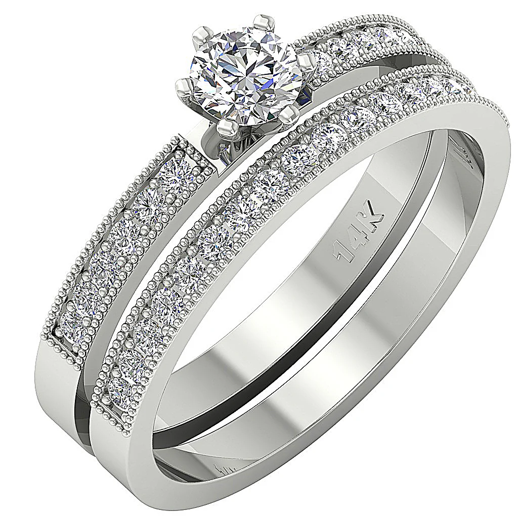The Adam Beautiful Genuine Diamond Bridal Engagement Ring Set 14k White Yellow Rose Gold - Image 3