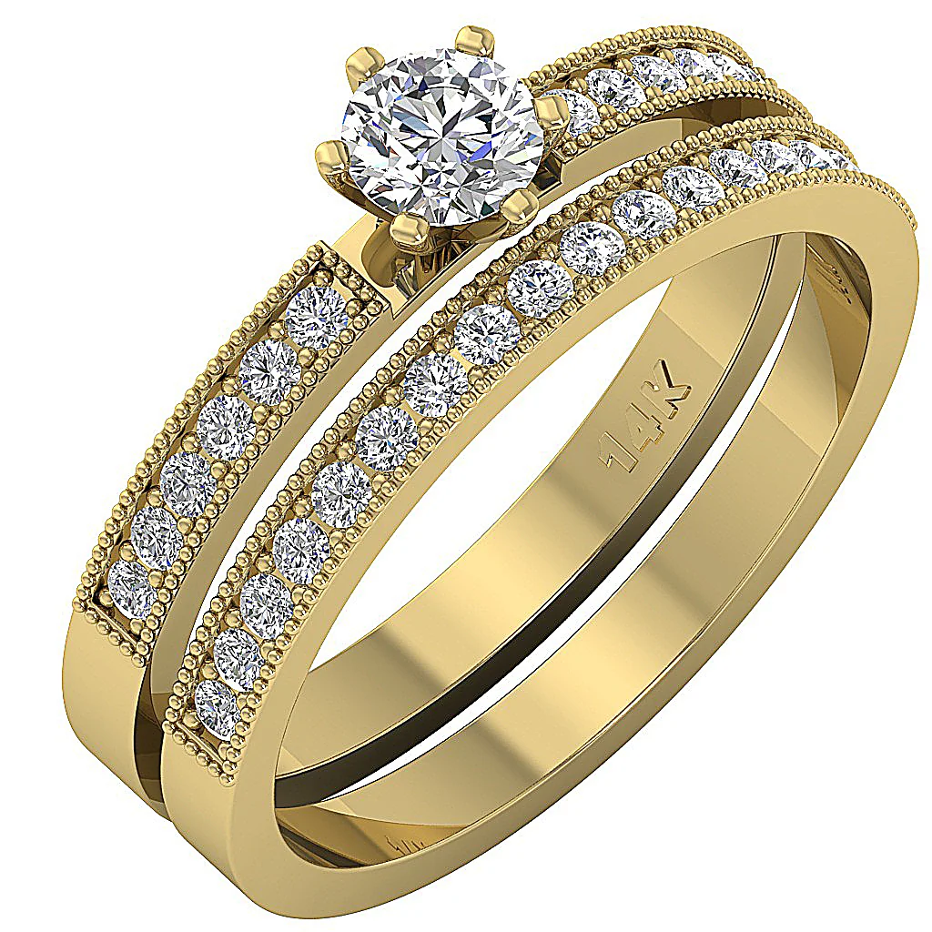 The Adam Beautiful Genuine Diamond Bridal Engagement Ring Set 14k White Yellow Rose Gold - Image 4