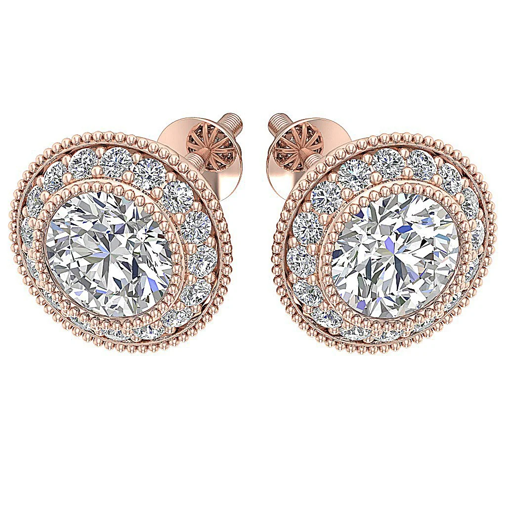 The Adelaide Cluster Halo Solitaire Diamond Stud Earring For Women White Gold - Image 10