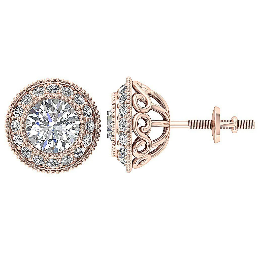 The Adelaide Cluster Halo Solitaire Diamond Stud Earring For Women White Gold - Image 11
