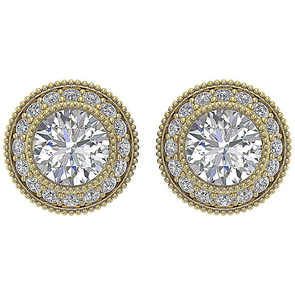 The Adelaide Cluster Halo Solitaire Diamond Stud Earring For Women White Gold - Image 4