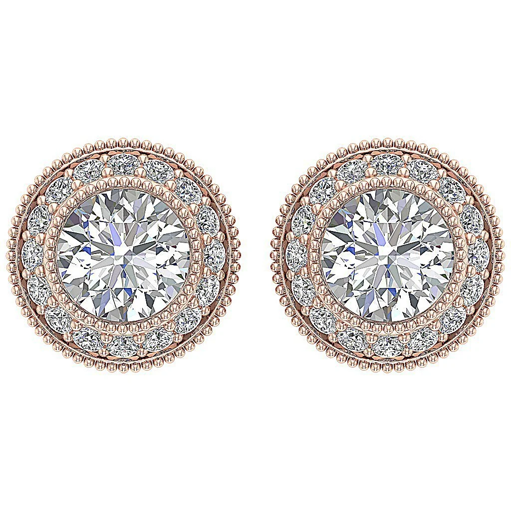 The Adelaide Cluster Halo Solitaire Diamond Stud Earring For Women White Gold - Image 5