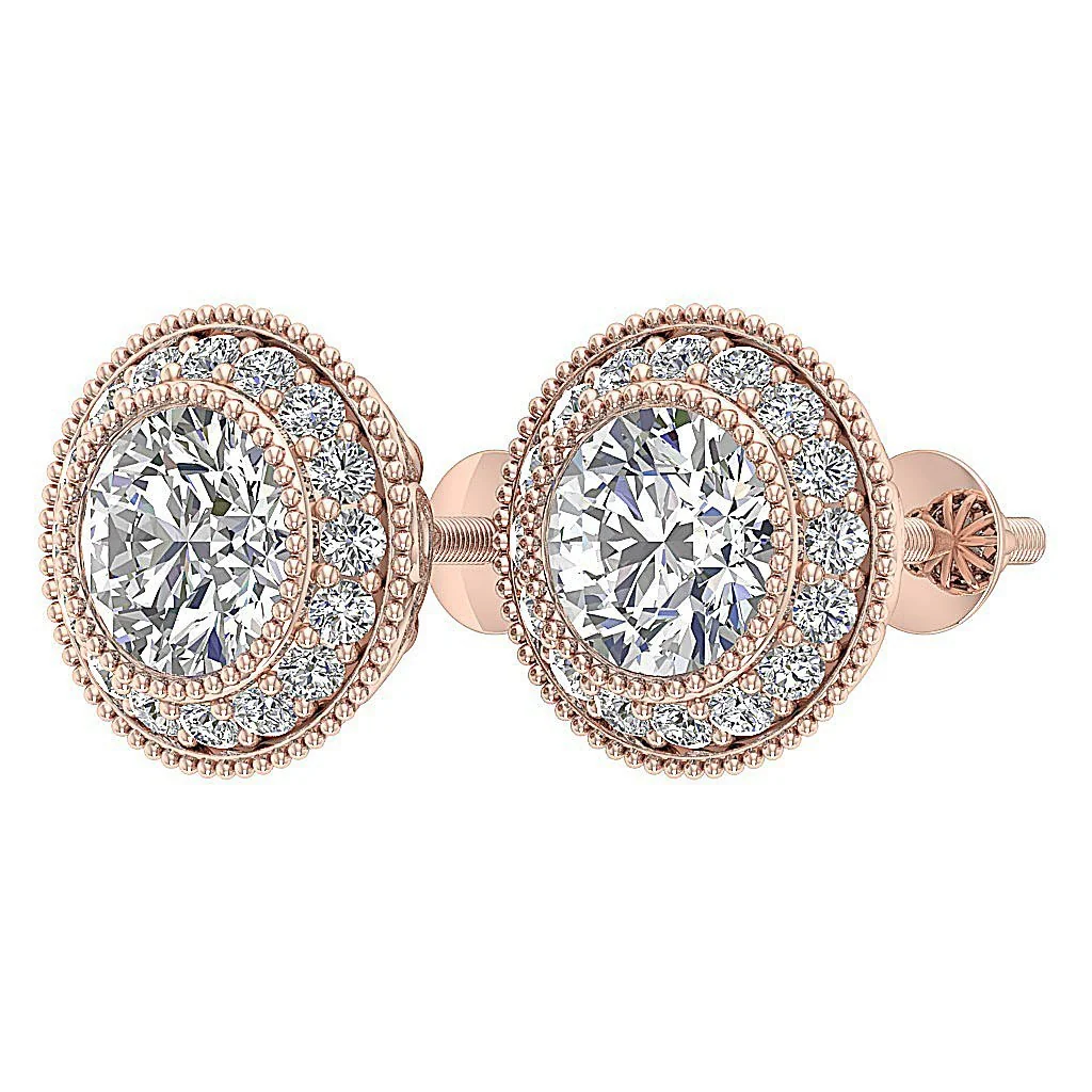 The Adelaide Cluster Halo Solitaire Diamond Stud Earring For Women White Gold - Image 7