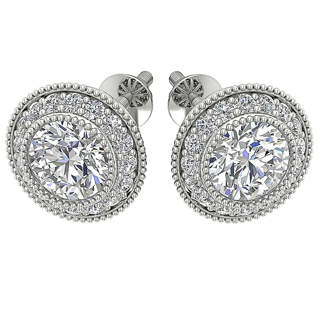 The Adelaide Cluster Halo Solitaire Diamond Stud Earring For Women White Gold - Image 8