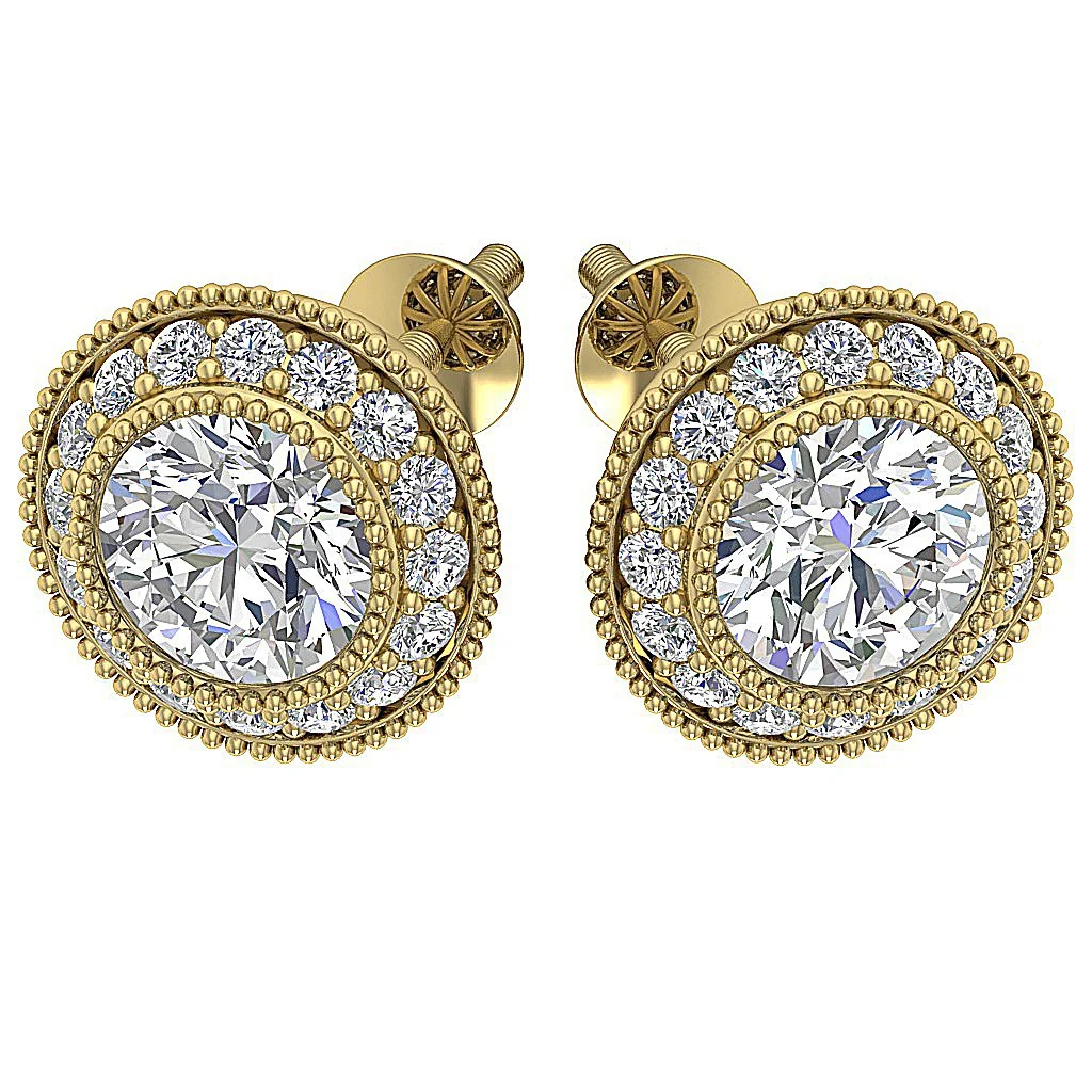 The Adelaide Cluster Halo Solitaire Diamond Stud Earring For Women White Gold - Image 9