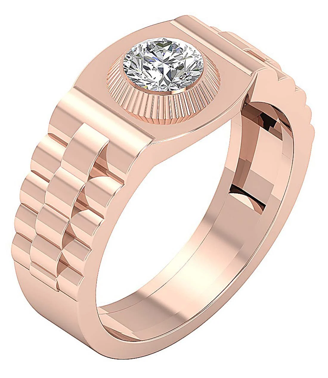 The Adeline Elegant Natural Diamond White Yellow Rose Gold Solitaire Engagement Ring For Men's - Image 3