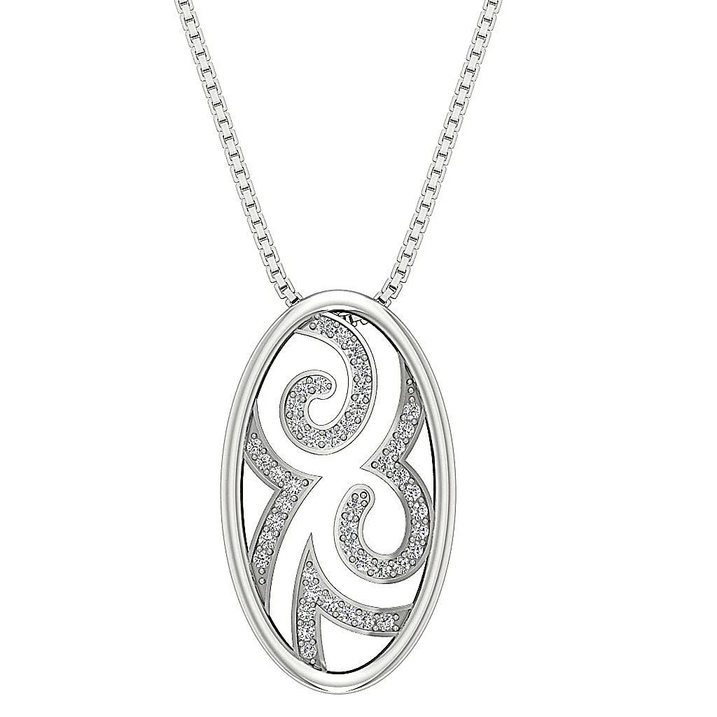 The Adriel Natural Round Diamond 14k Solid Gold designer Oval Fashion Pendant 0.98 inch - Image 2