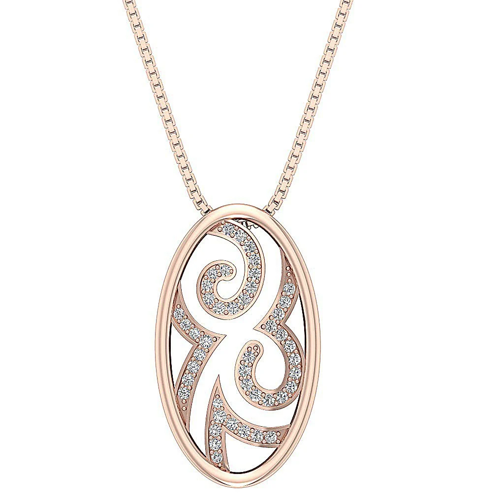 The Adriel Natural Round Diamond 14k Solid Gold designer Oval Fashion Pendant 0.98 inch - Image 3