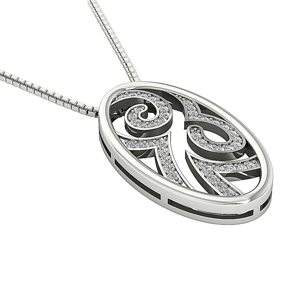 The Adriel Natural Round Diamond 14k Solid Gold designer Oval Fashion Pendant 0.98 inch - Image 4