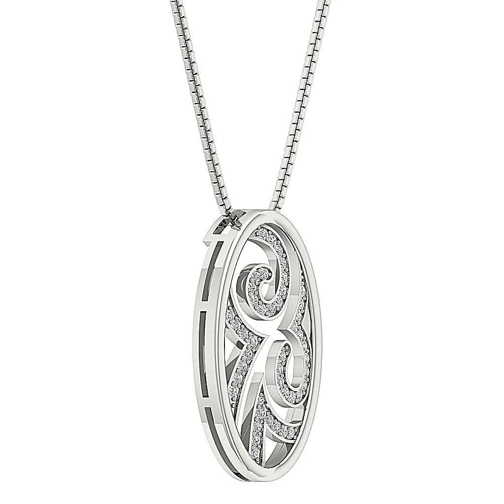 The Adriel Natural Round Diamond 14k Solid Gold designer Oval Fashion Pendant 0.98 inch - Image 5