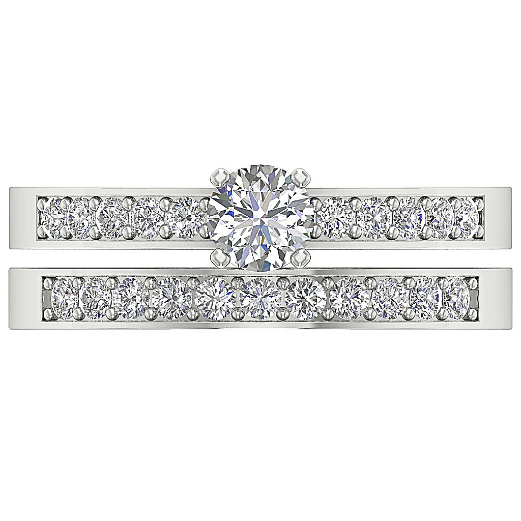 The Adriel Genuine Diamond 14k White Gold Prong Set Bridal Wedding Ring Set - Image 6
