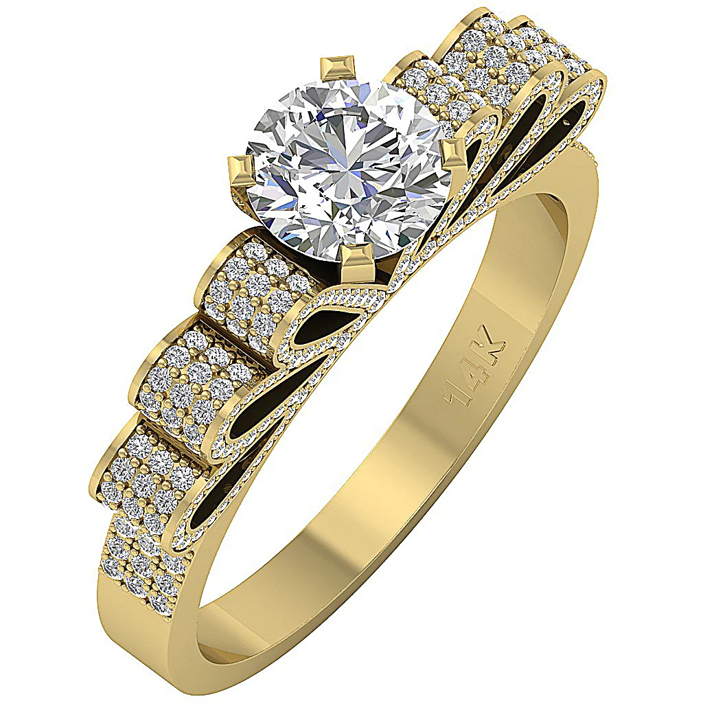The Agustin Designer Engagement Wedding Ring Natural Diamond 14K Yellow Gold