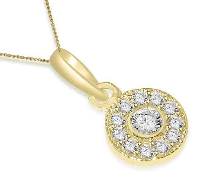 The Aidan Natural Round Diamond Circle Halo Pendant Prong & Bezel Setting 14K White Gold - Image 4