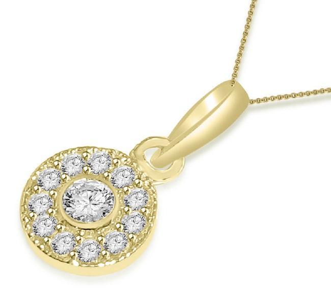 The Aidan Natural Round Diamond Circle Halo Pendant Prong & Bezel Setting 14K White Gold - Image 6