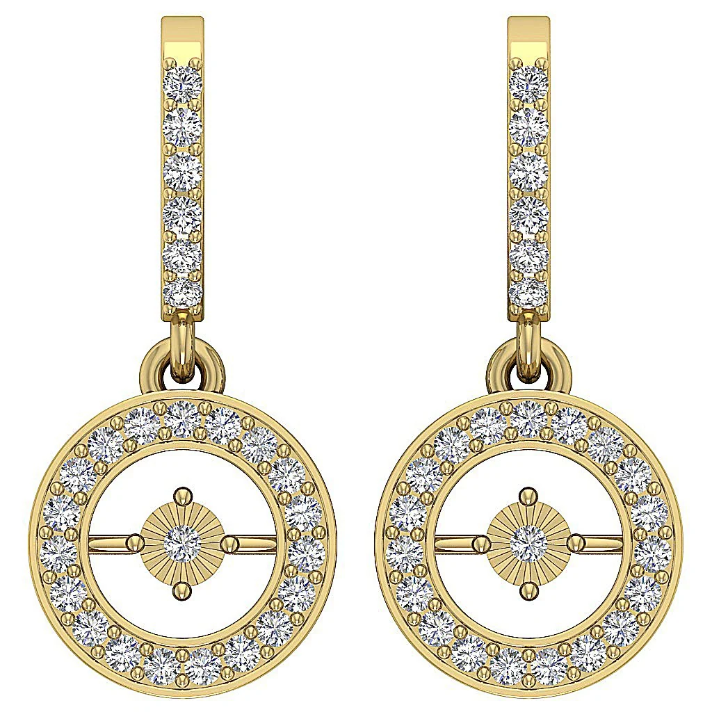 The Aiden Fancy Circle Hoop Dangle Earring For Women 14K Gold Round Diamond - Image 3