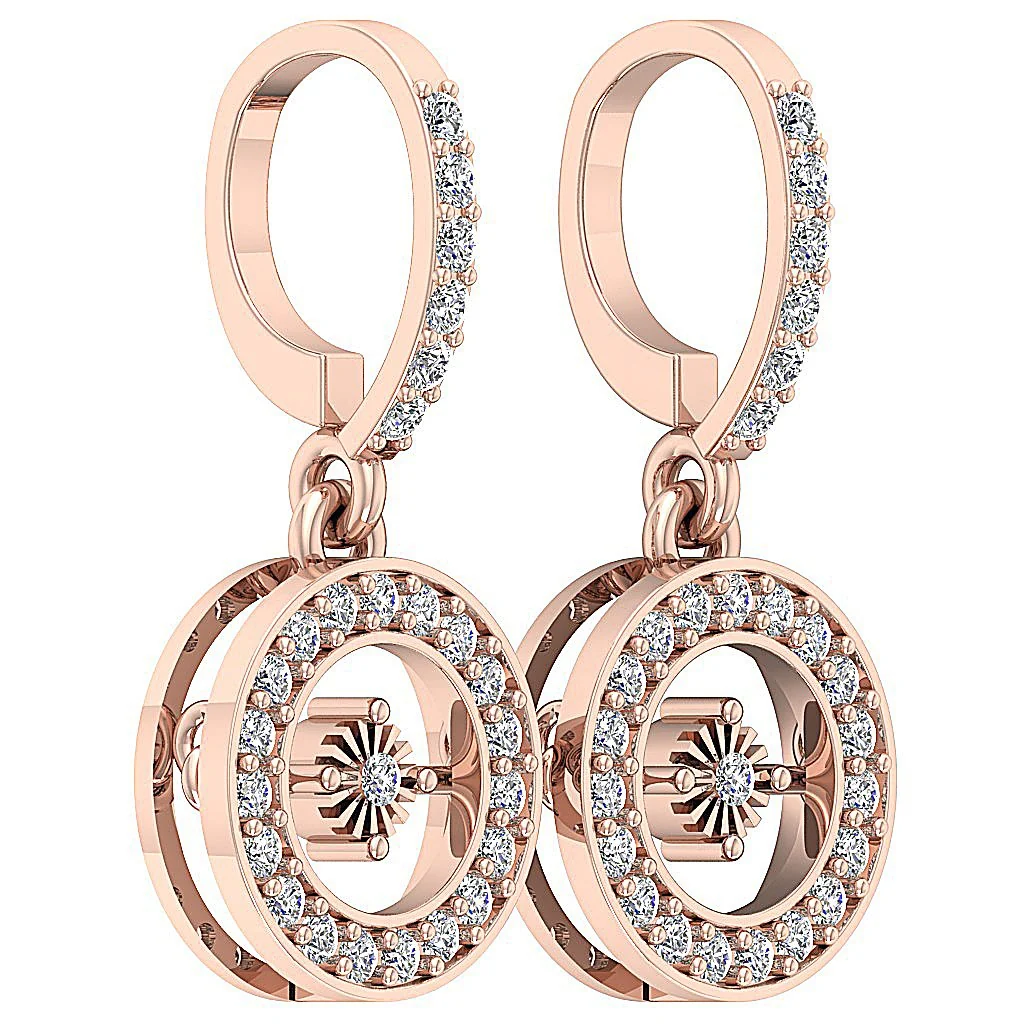 The Aiden Fancy Circle Hoop Dangle Earring For Women 14K Gold Round Diamond - Image 6