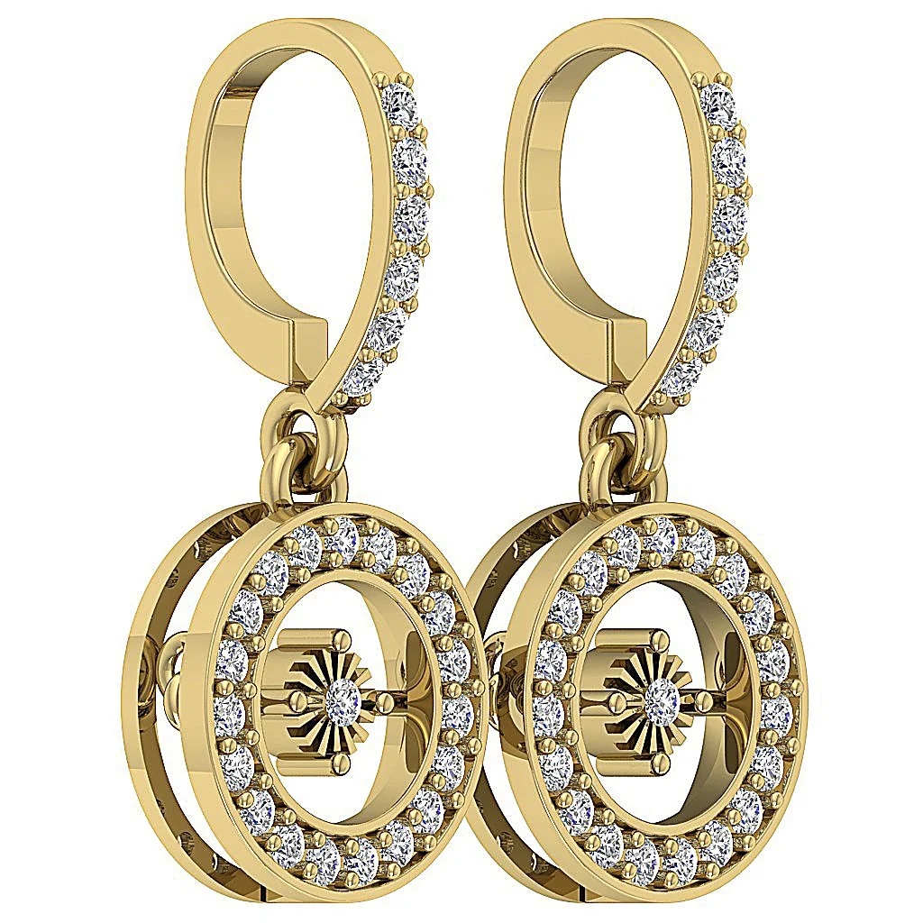 The Aiden Fancy Circle Hoop Dangle Earring For Women 14K Gold Round Diamond - Image 9