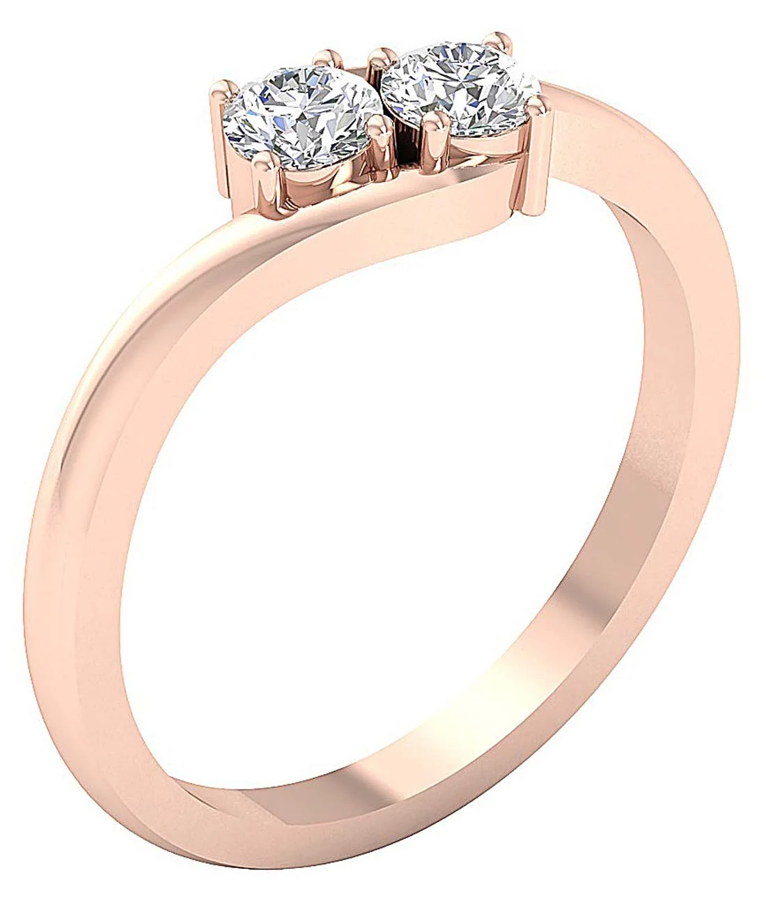 The Albert Forever Us Two Stone Round Diamond Engagement Ring Yellow Gold Band - Image 3
