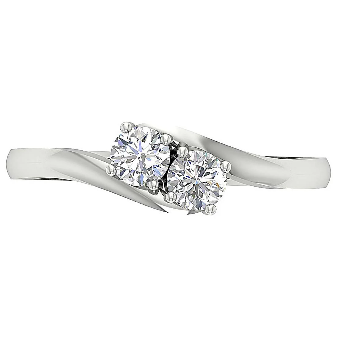 The Albert Forever Us Two Stone Round Diamond Engagement Ring Yellow Gold Band - Image 7