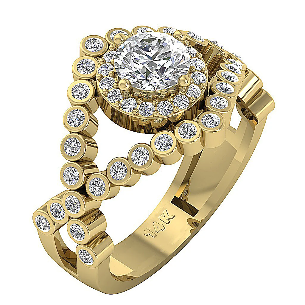 The Alec Designer Solitaire Halo Engagement Ring 14k Rose Gold Natural Diamond - Image 2