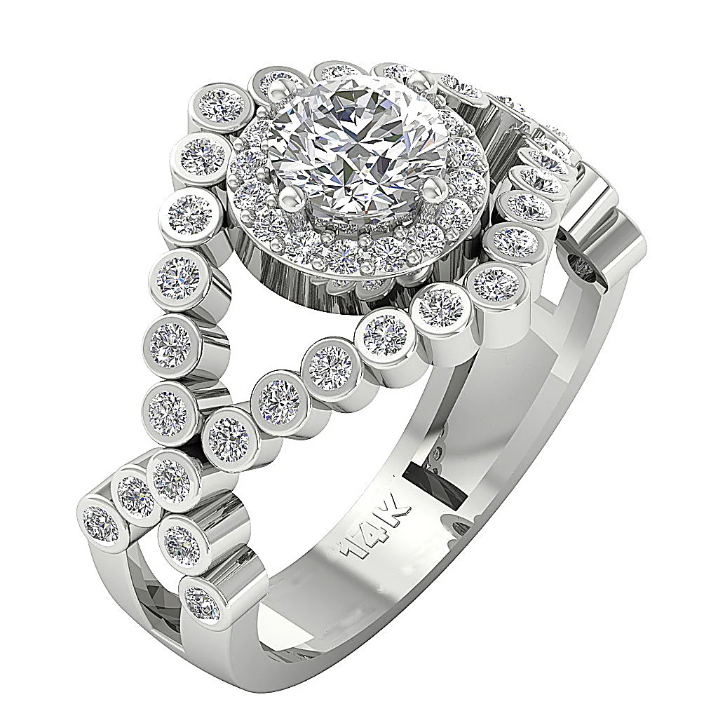The Alec Designer Solitaire Halo Engagement Ring 14k Rose Gold Natural Diamond - Image 3