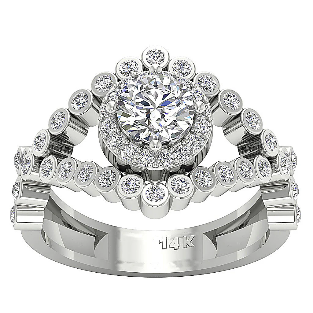 The Alec Designer Solitaire Halo Engagement Ring 14k Rose Gold Natural Diamond - Image 4