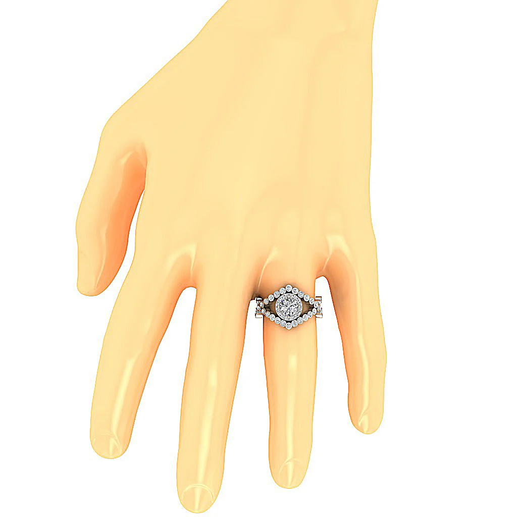 The Alec Designer Solitaire Halo Engagement Ring 14k Rose Gold Natural Diamond - Image 7