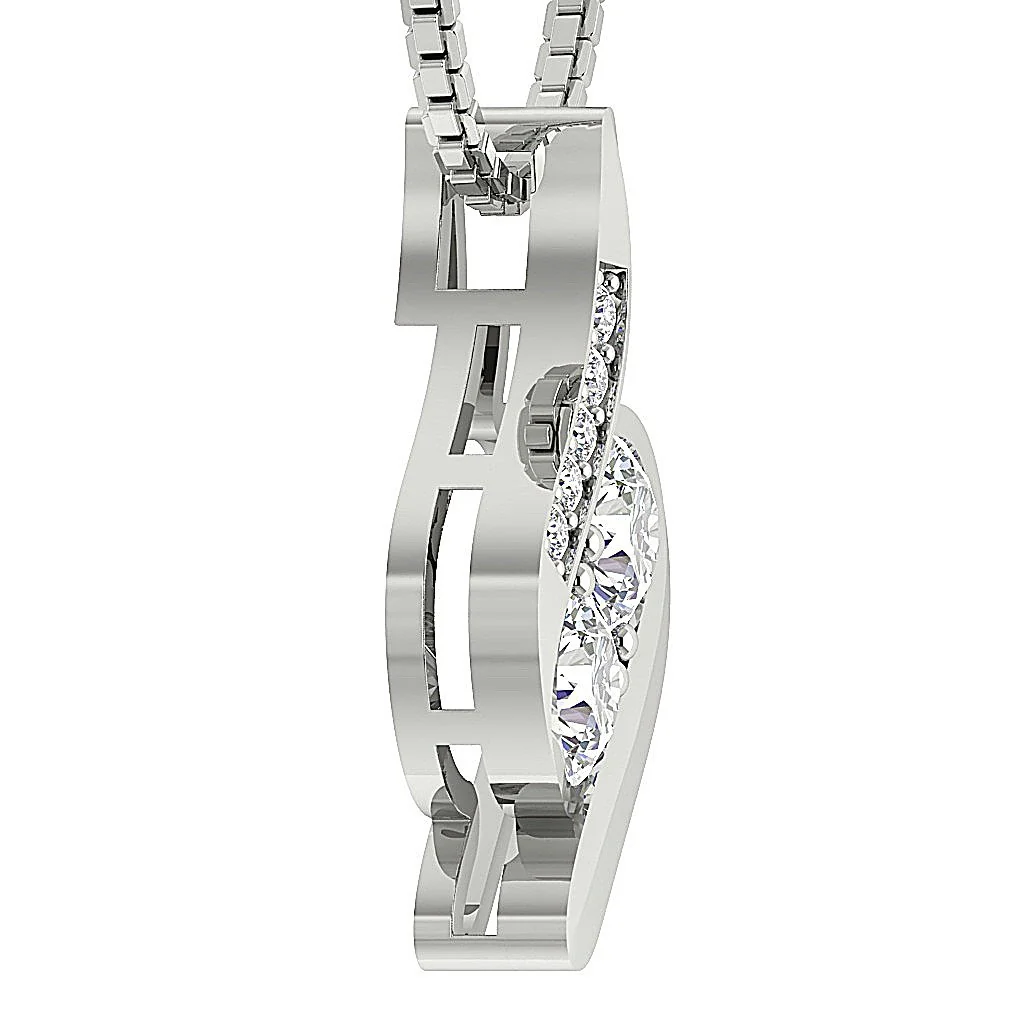 The Alejandro 14K Solid Gold Round Brilliant Cut Diamond Forever 2 Stone Pendant 0.75 inch - Image 4