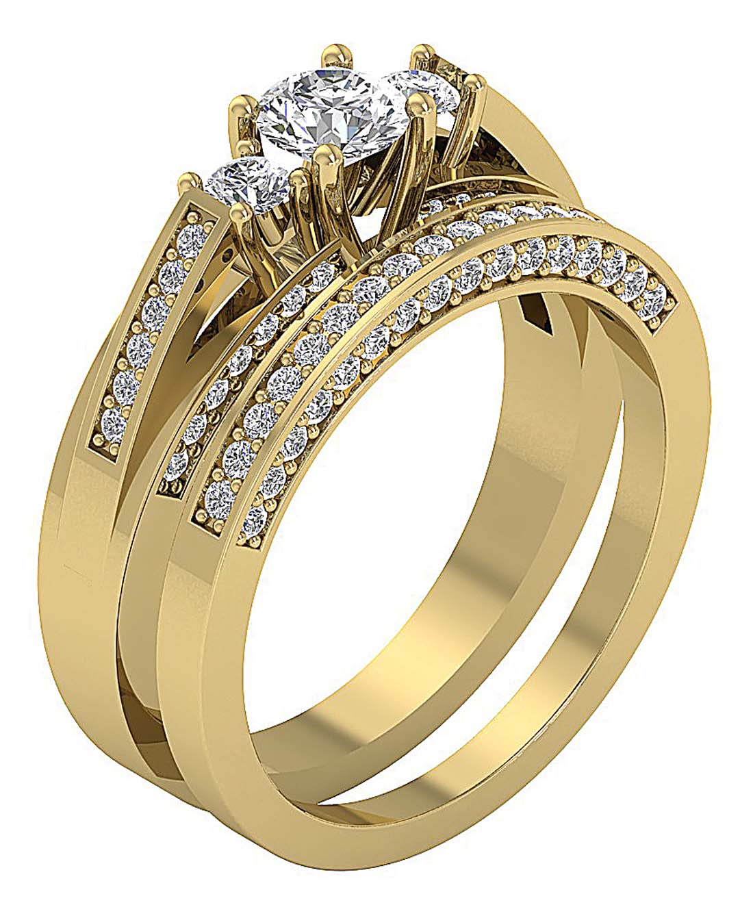 The Alejandro 14k Rose Gold Natural Diamond Bridal Anniversary Ring Set For Women - Image 3