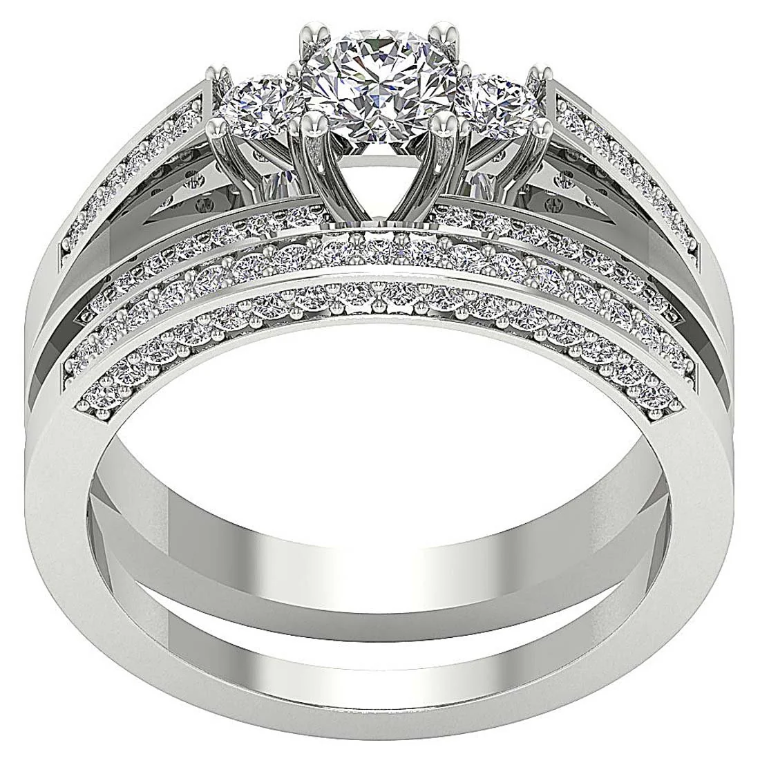 The Alejandro 14k Rose Gold Natural Diamond Bridal Anniversary Ring Set For Women - Image 4
