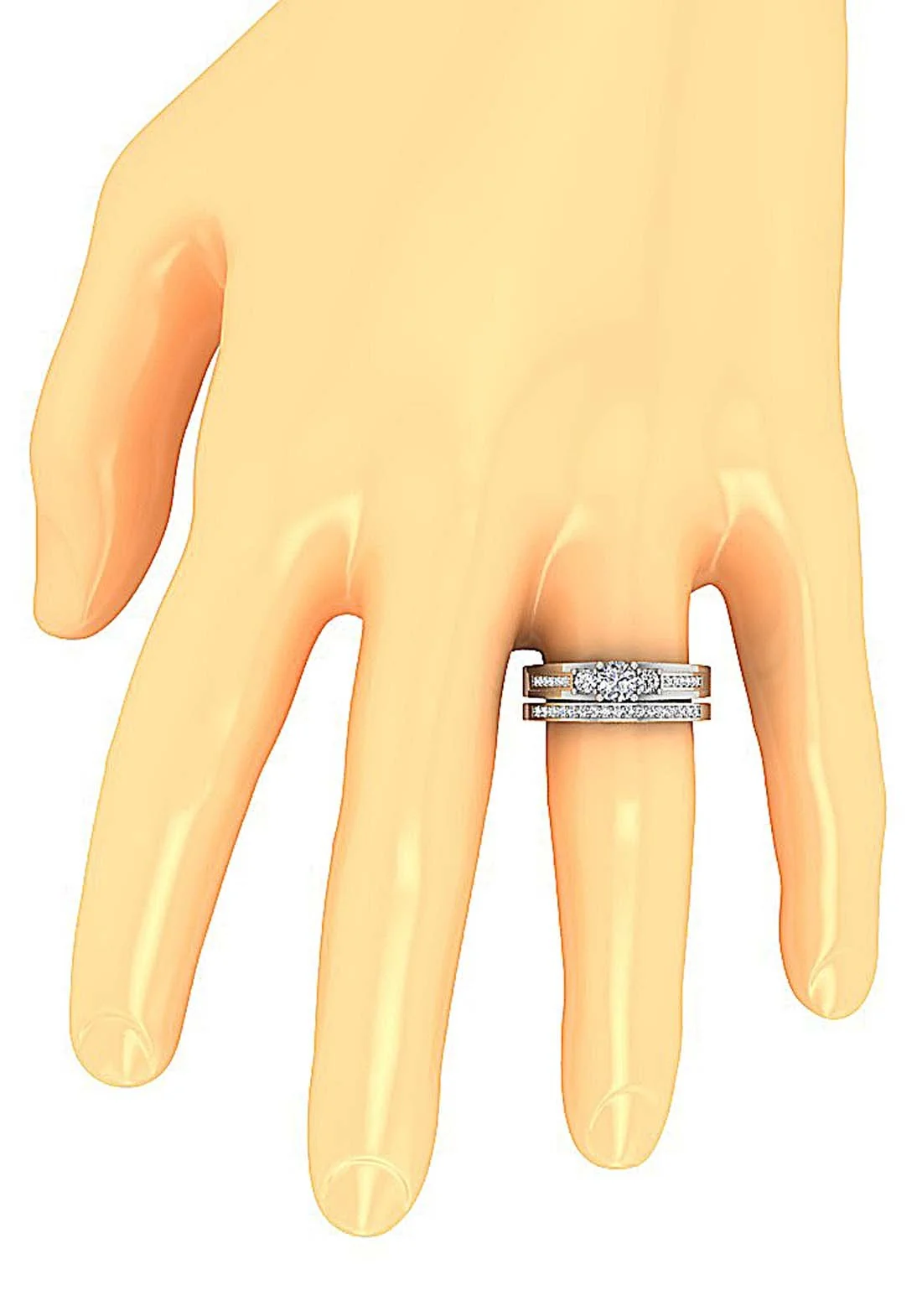 The Alejandro 14k Rose Gold Natural Diamond Bridal Anniversary Ring Set For Women - Image 9