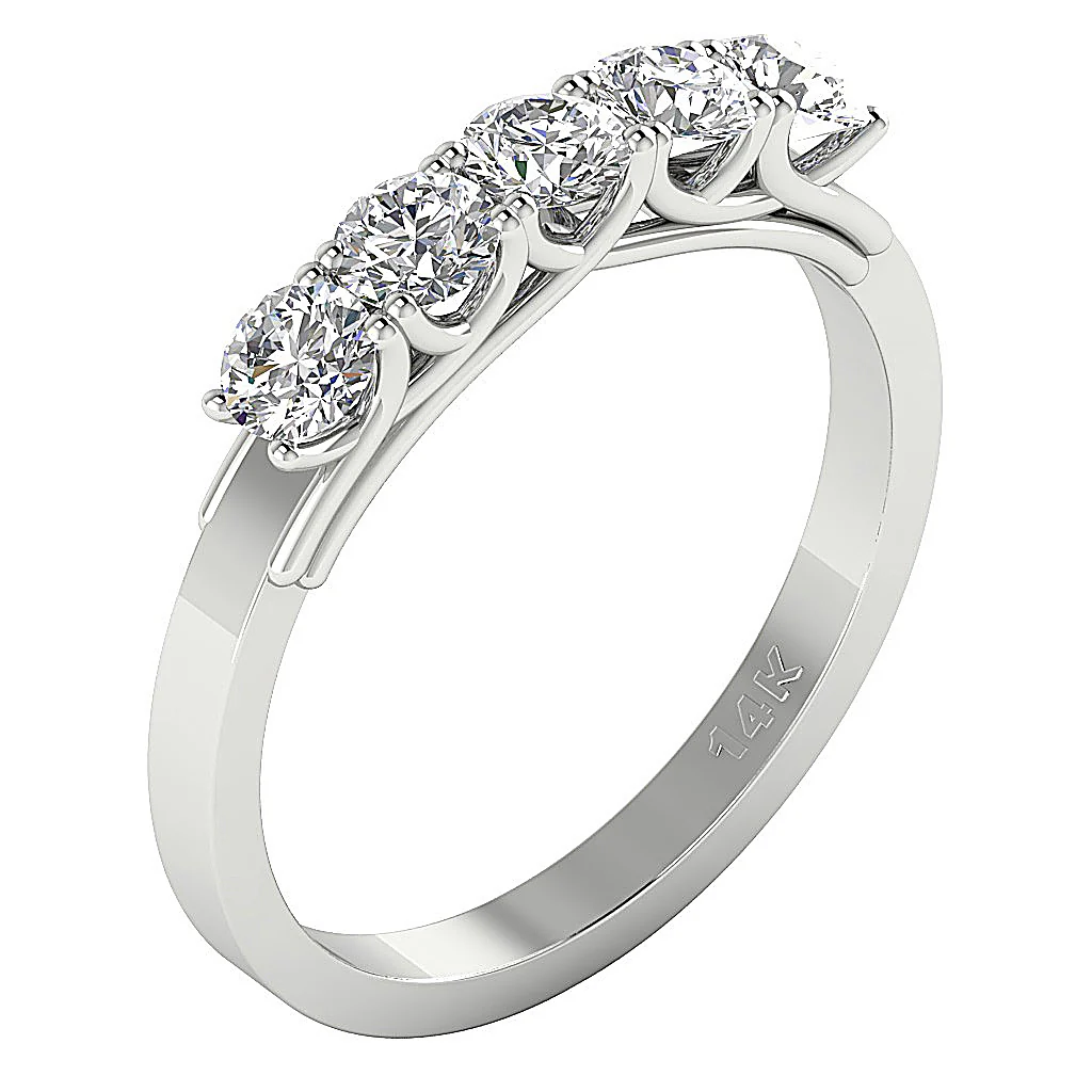 The Alessandro Designer Five Stone Round Brilliant Cut Diamond Engagemet Wedding Gold Ring
