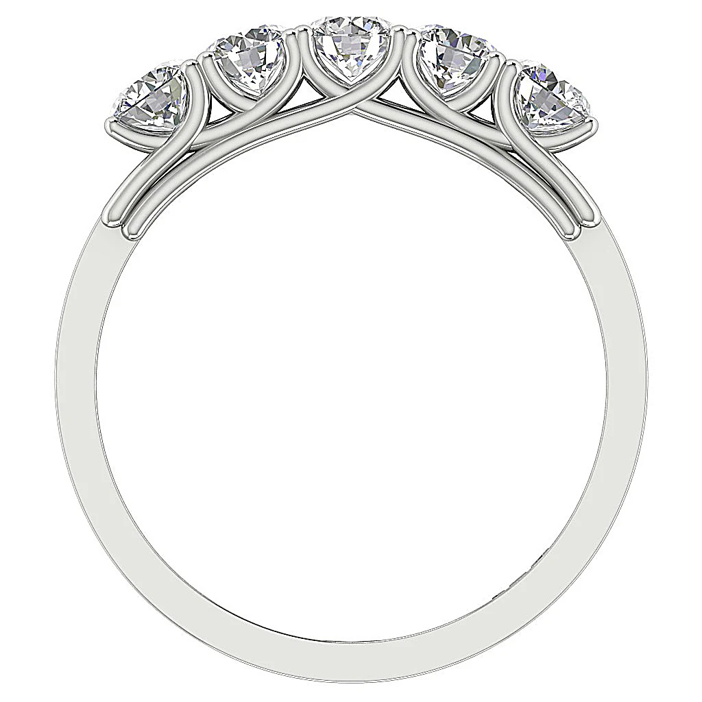 The Alessandro Designer Five Stone Round Brilliant Cut Diamond Engagemet Wedding Gold Ring - Image 6