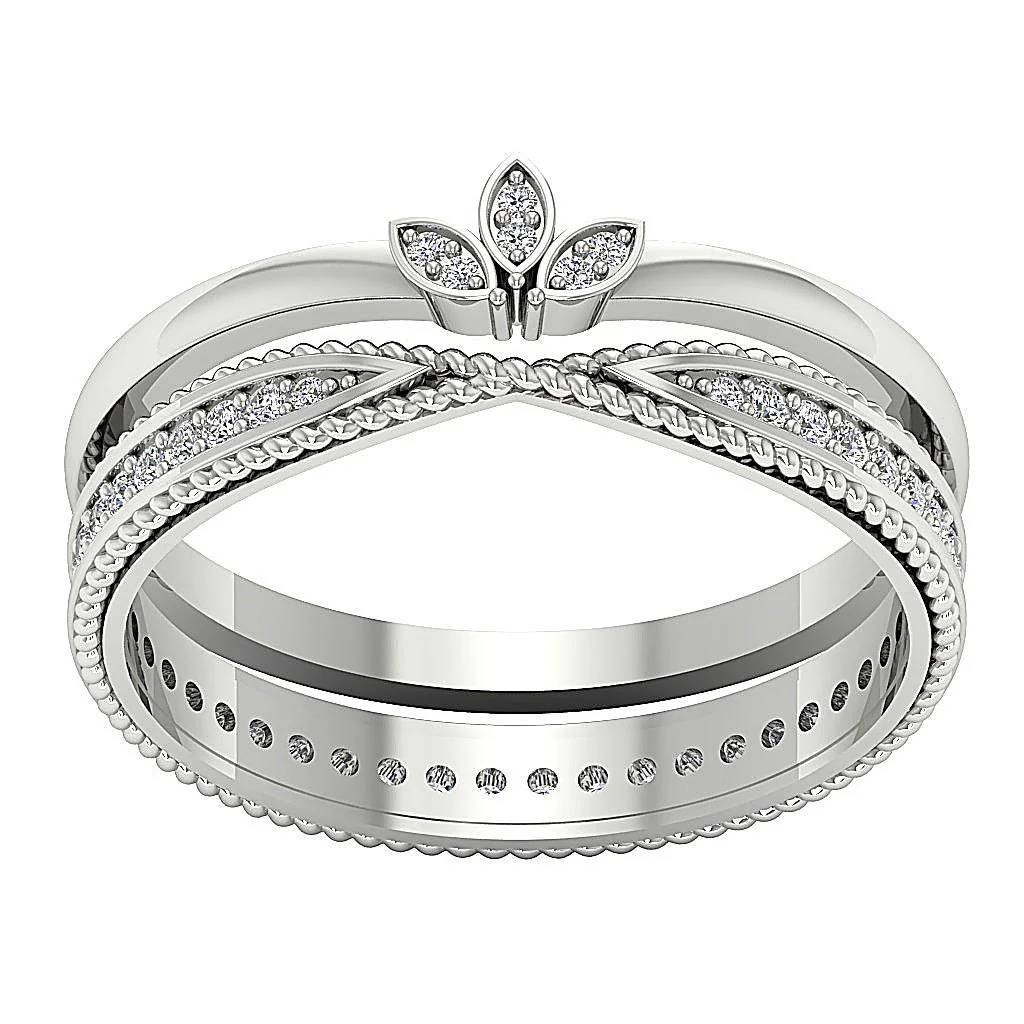 The Alexander Classsic Round Diamond Eternity Bridal Ring Set 14K White Gold 6.50 mm