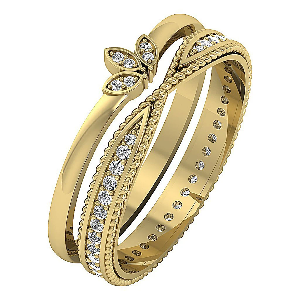 The Alexander Classsic Round Diamond Eternity Bridal Ring Set 14K White Gold 6.50 mm - Image 2
