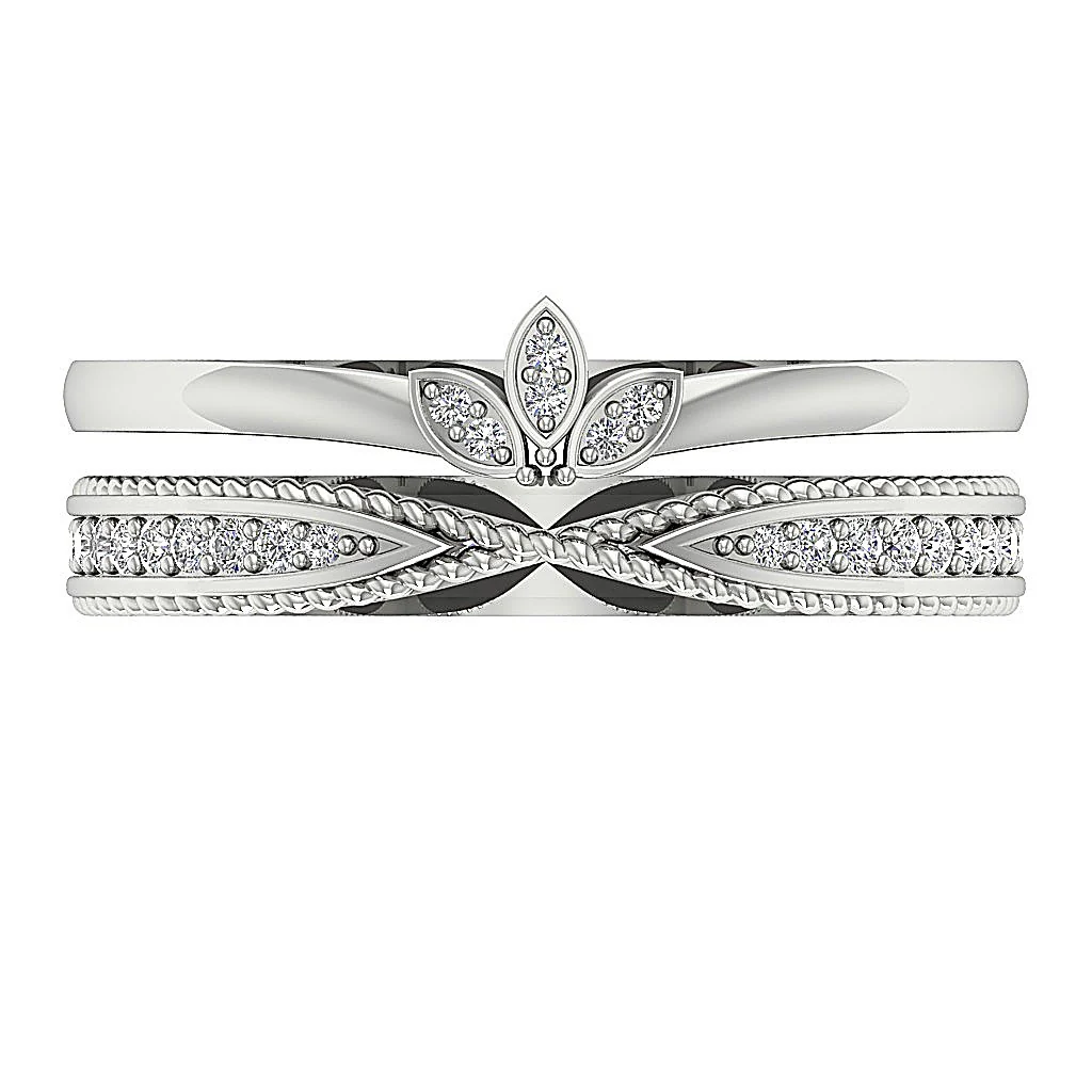 The Alexander Classsic Round Diamond Eternity Bridal Ring Set 14K White Gold 6.50 mm - Image 6