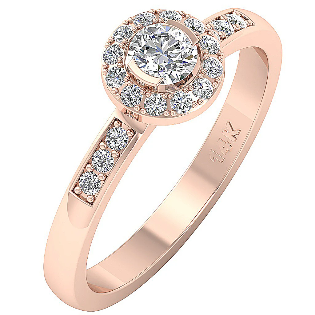 The Alfredo Natural Diamond 14k White Gold Halo Solitaire Engagement Wedding Ring - Image 2