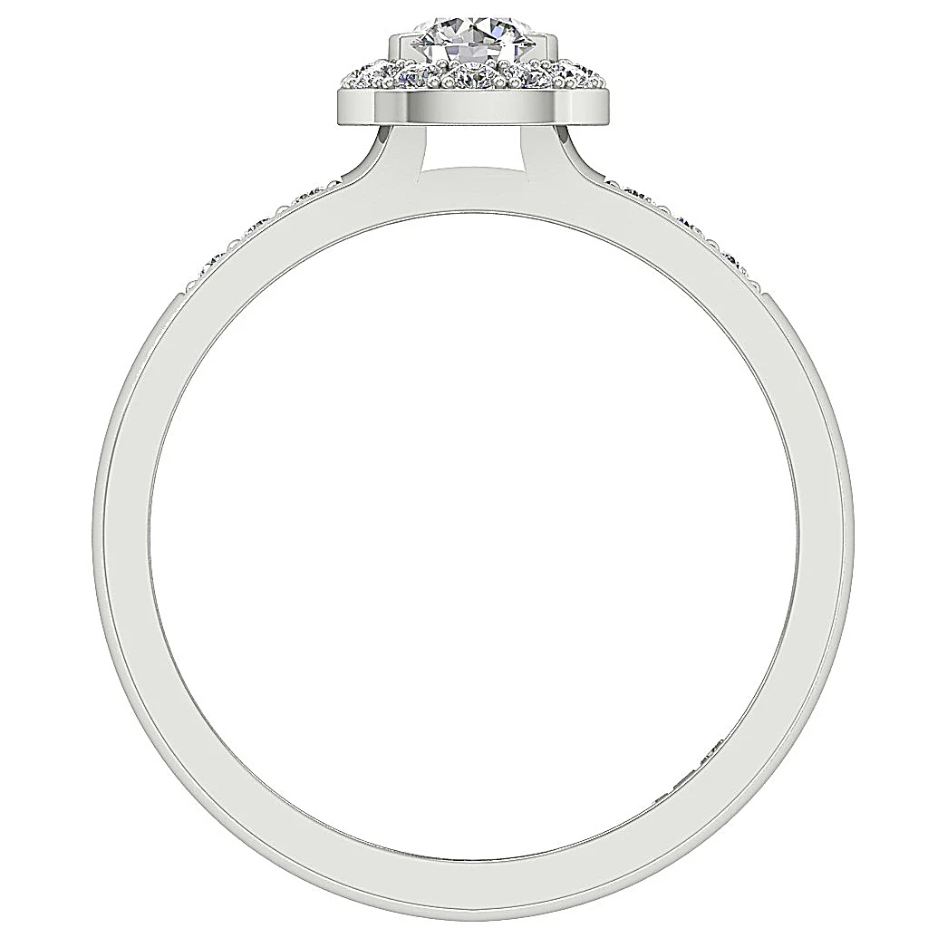 The Alfredo Natural Diamond 14k White Gold Halo Solitaire Engagement Wedding Ring - Image 5