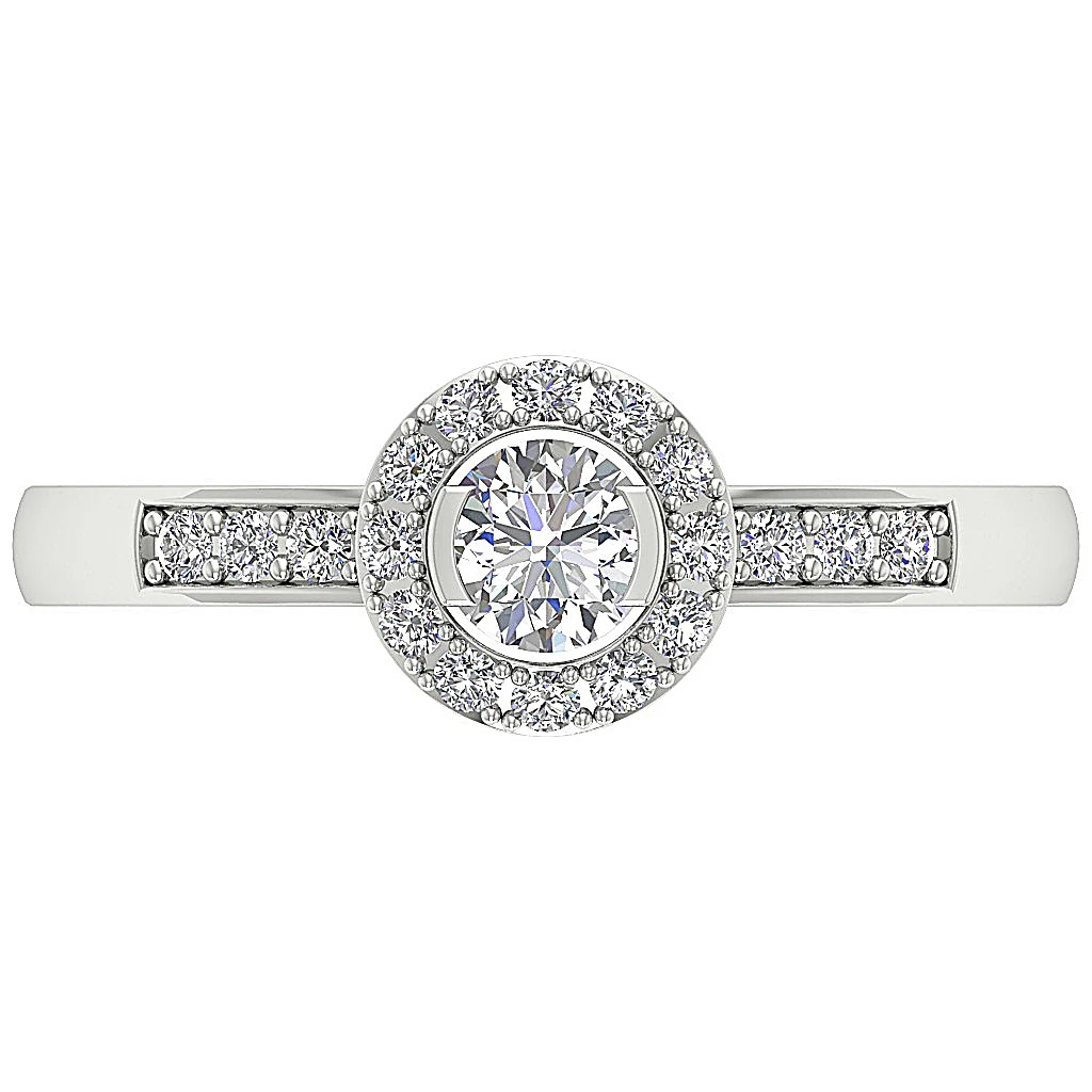 The Alfredo Natural Diamond 14k White Gold Halo Solitaire Engagement Wedding Ring - Image 6