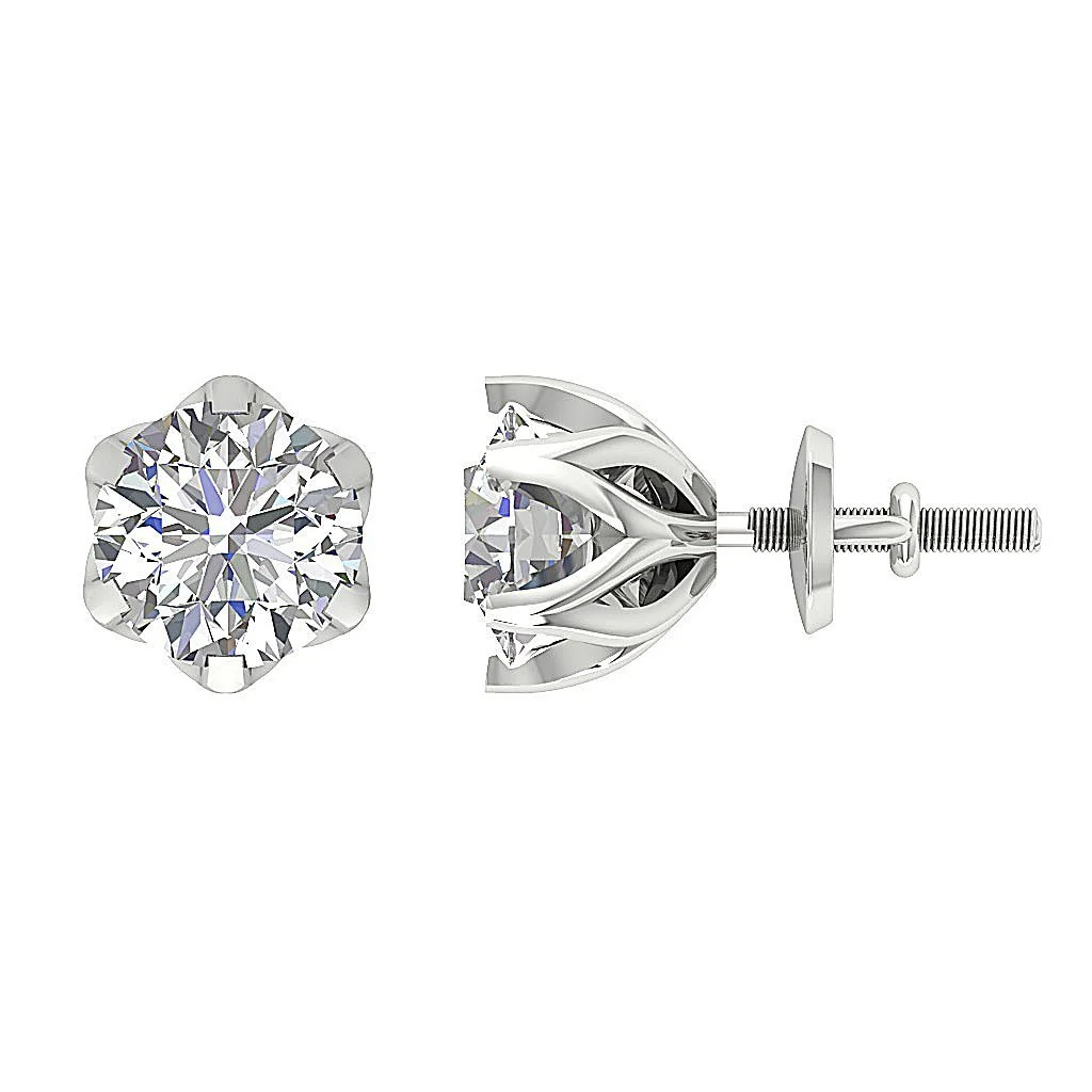 I1 G 1.00Ct Round Diamond Classics Solitaire Stud Earring For Women 14K Rose Gold 6 Prong Set - Image 3