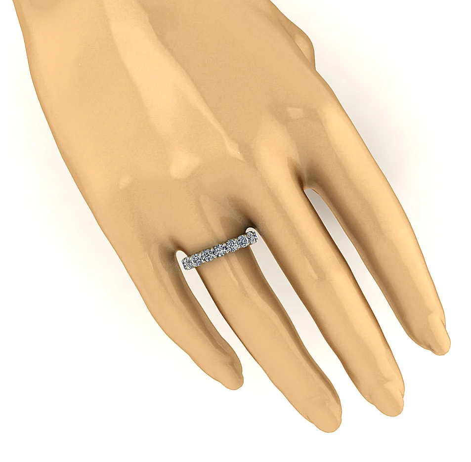 The Allan 14K White Yellow Rose Gold Natural Diamond 3 Carat Eternity Wedding Ring - Image 10