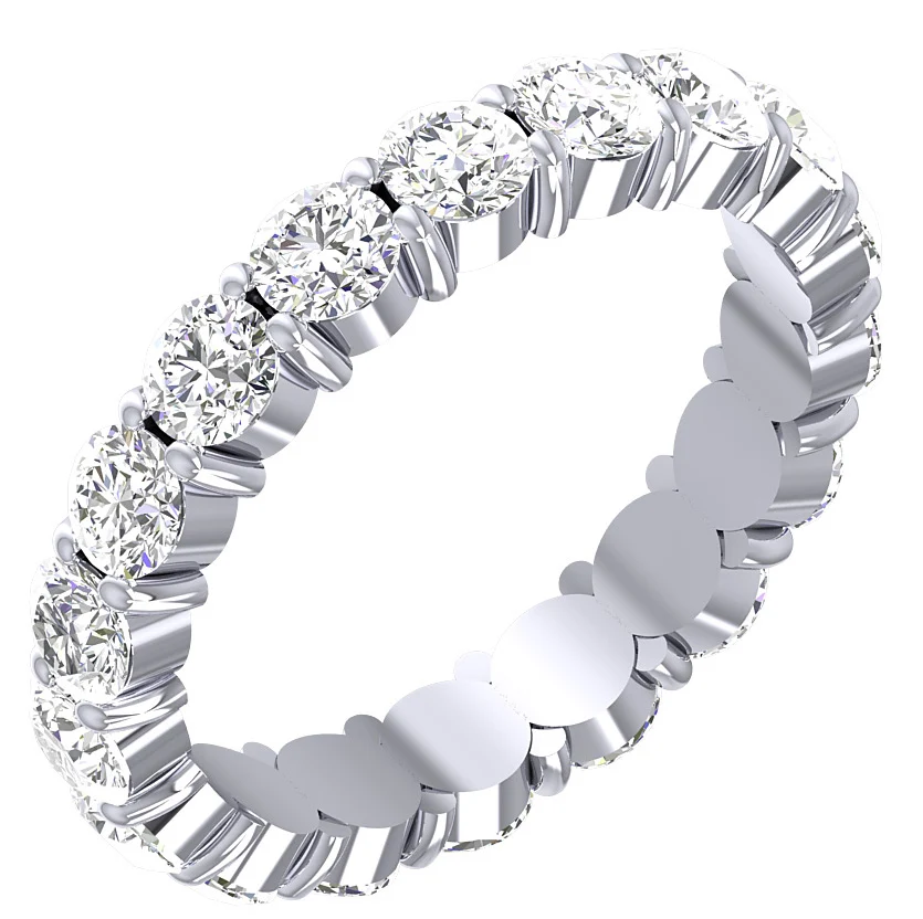 The Allan 14K White Yellow Rose Gold Natural Diamond 3 Carat Eternity Wedding Ring - Image 3
