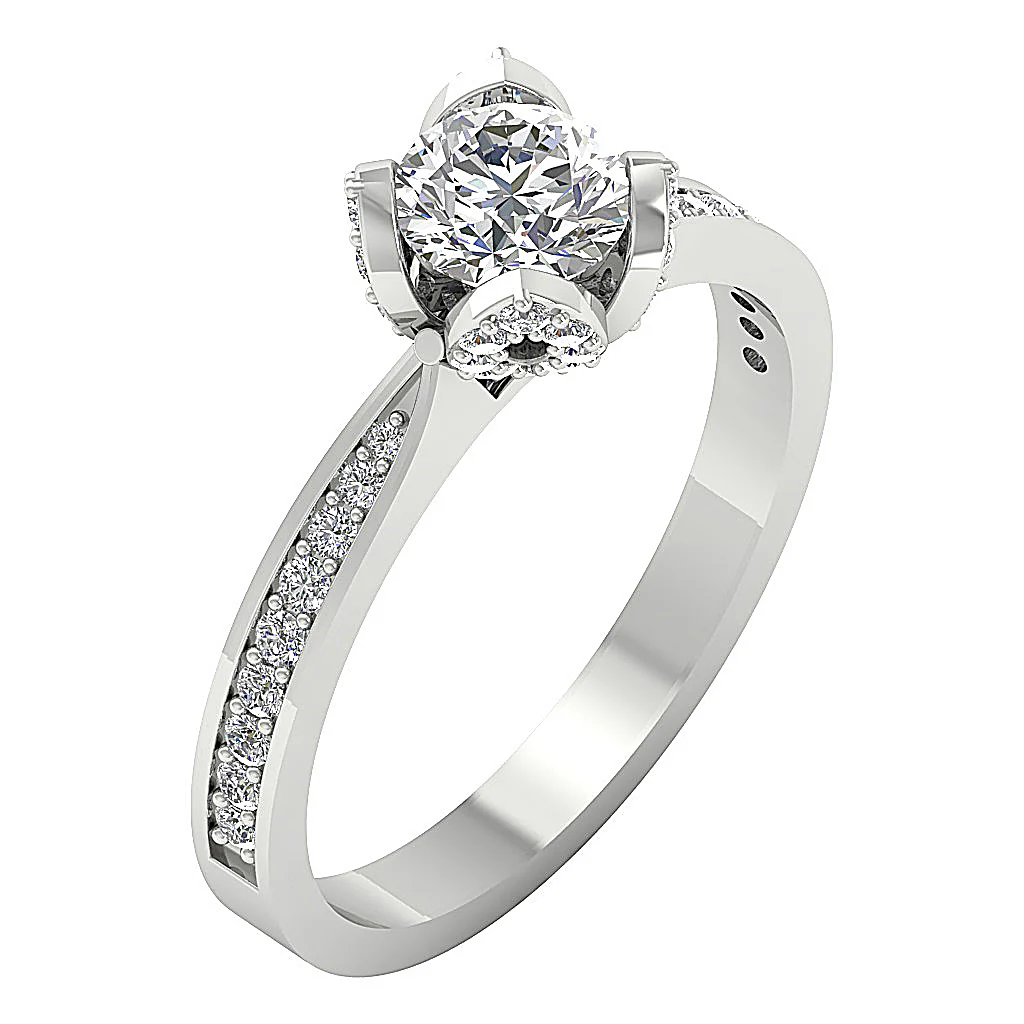 The Allison 14k Solid Gold Genuine Diamond Graceful Solitaire Engagement Ring 7.80 mm - Image 2