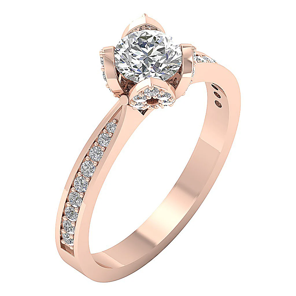 The Allison 14k Solid Gold Genuine Diamond Graceful Solitaire Engagement Ring 7.80 mm - Image 3