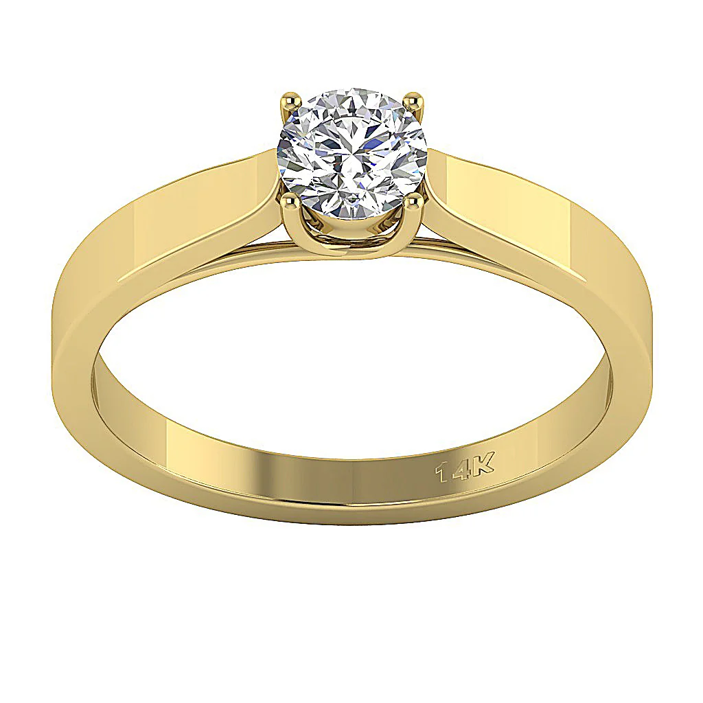 Classic 0.45 CT G-SI1 Diamond Solitaire - 14k/18k White & Yellow Gold - Image 2