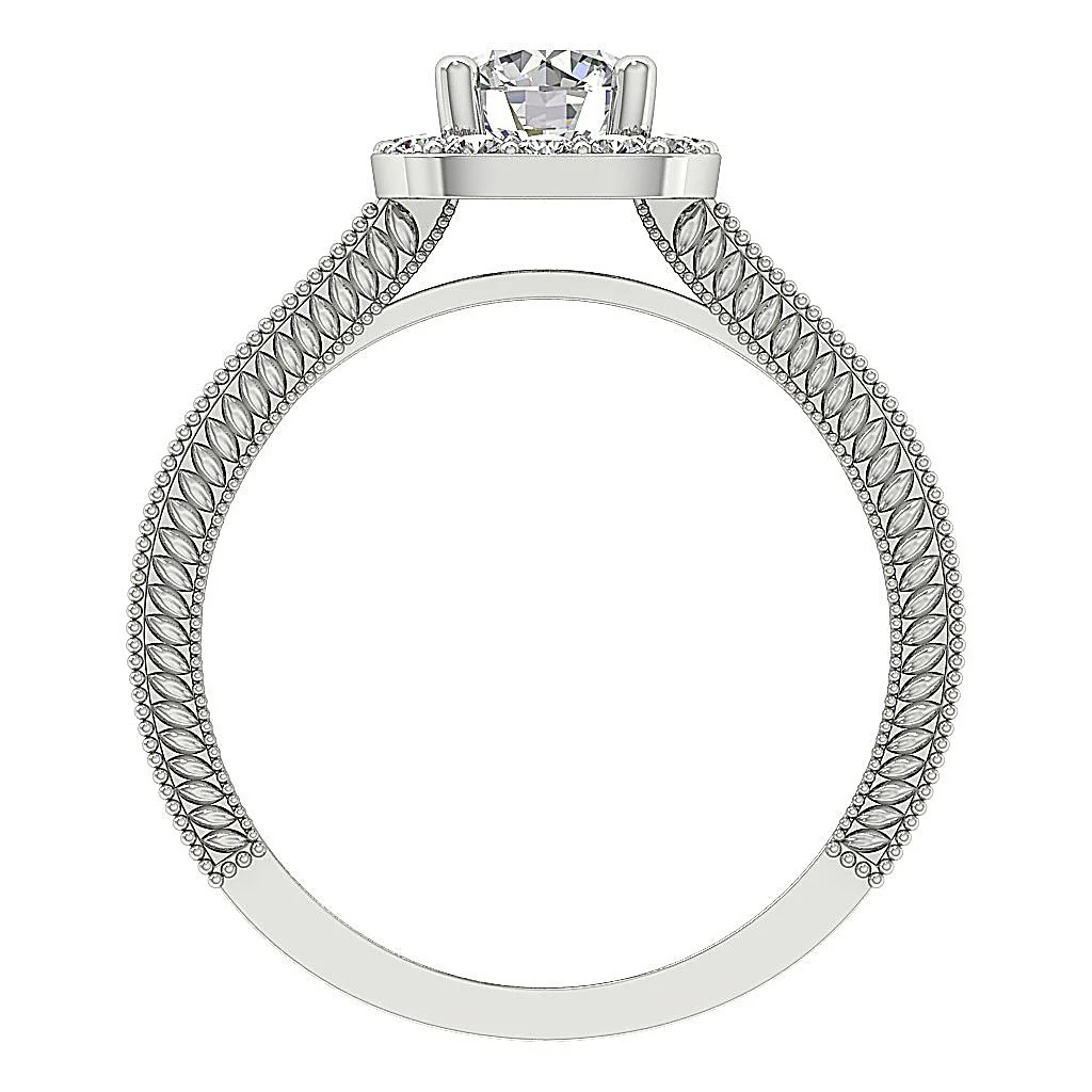 The Alonzo Natural Diamond 14k White Gold Square Halo Solitaire Engagement Ring - Image 5