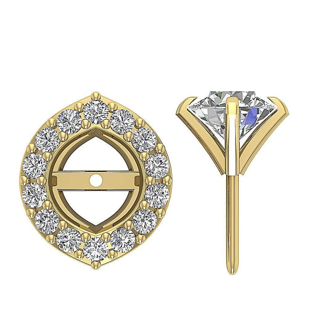 I1 G 1.40Carat Designer Removable Jacket Halo Solitaire Studs Earrings Round Diamond 14K Solid Gold - Image 10