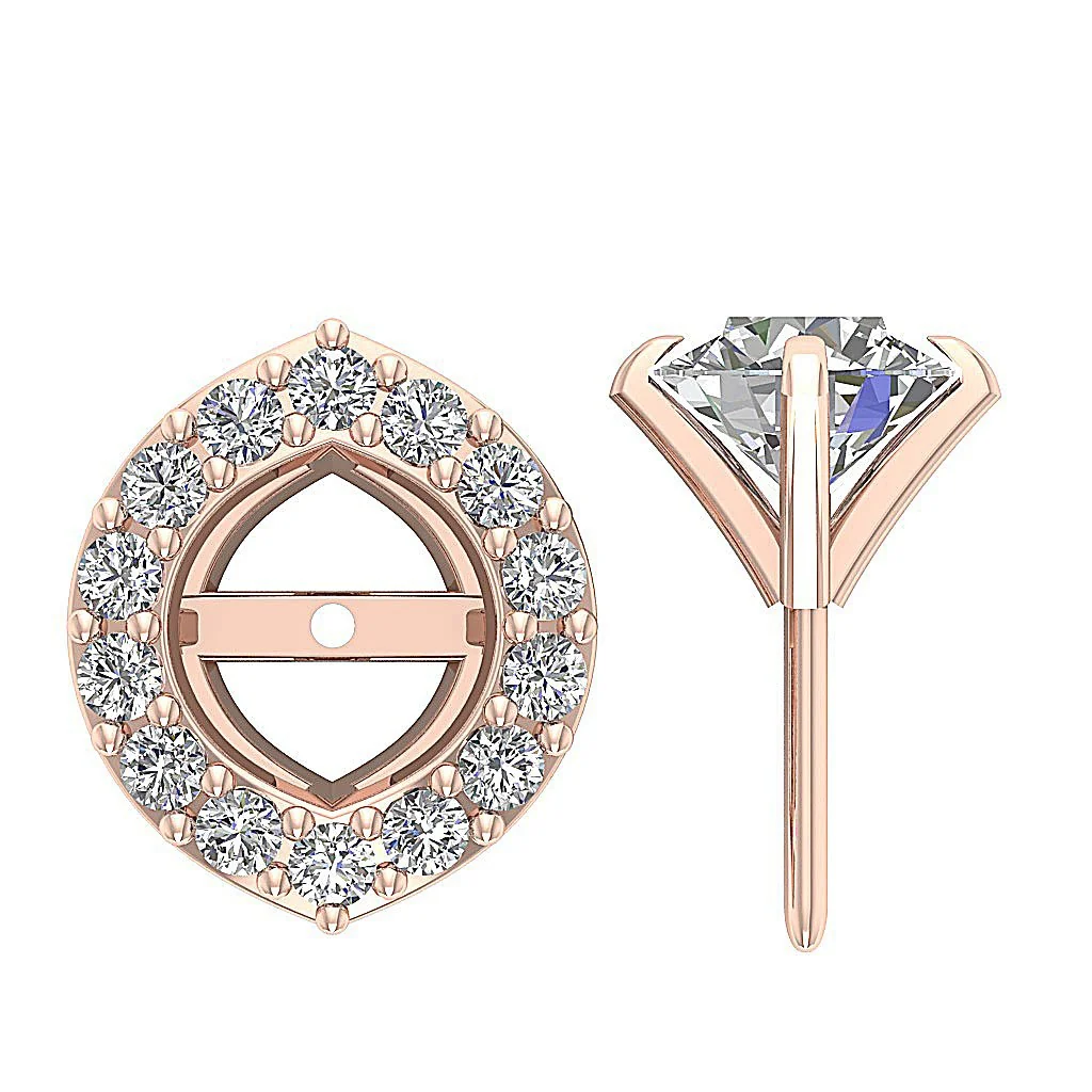 I1 G 1.40Carat Designer Removable Jacket Halo Solitaire Studs Earrings Round Diamond 14K Solid Gold - Image 11